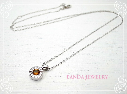 K10WGキラキラハートのネックレス（シトリン）ホワイトゴールド PANDA JEWELRY [ パンダジュエリー ]｜テソロ　店