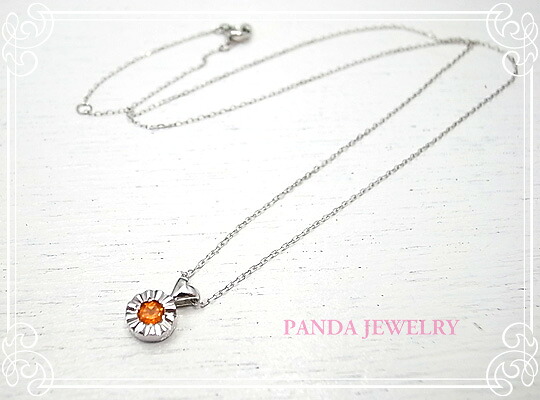 K10WGキラキラハートのネックレス（オレンジガーネット）ホワイトゴールド PANDA JEWELRY [ パンダジュエリー ]｜テソロ　店