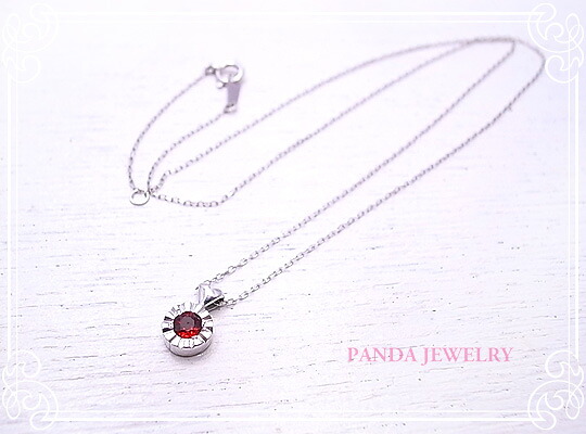 K10WGキラキラハートのネックレス(レッドサファイア)ホワイトゴールド PANDA JEWELRY [ パンダジュエリー ]｜テソロ　店
