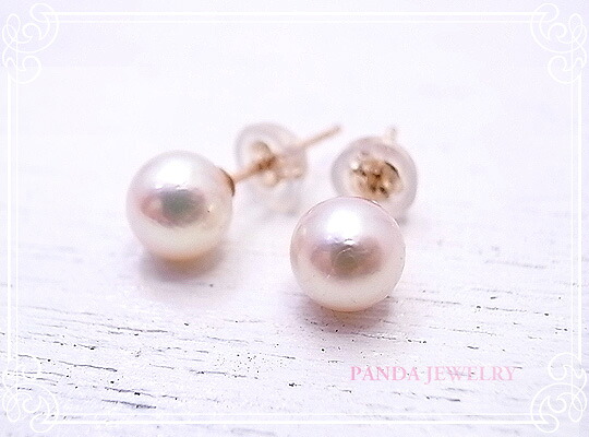 K10PGシンプルな本真珠プチピアス PANDA JEWELRY [ パンダジュエリー ]｜テソロ　店