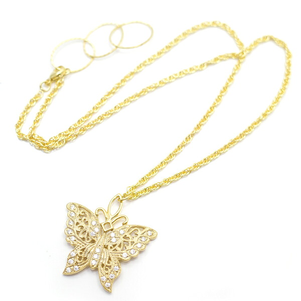 SV925/AG925 蝶々 ペンダント モアサナイト 18KYゴールド仕上げ 0.4CT /BUTTERFLY [ バタフライ ]