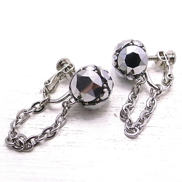 チェーン付きデザインイヤリング きらきら デコレーション ジュエルデコ 【atelier-kika [ アトリエ・キカ ]】 アクセサリー/ハンドメイド/作家｜テソロ　店
