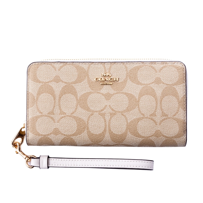コーチ職 COACH / ラウンドジッパー長札入札入れ #C4452 IMDQC ともし火カーキ/白いこと 財布・ケース-レディース財布