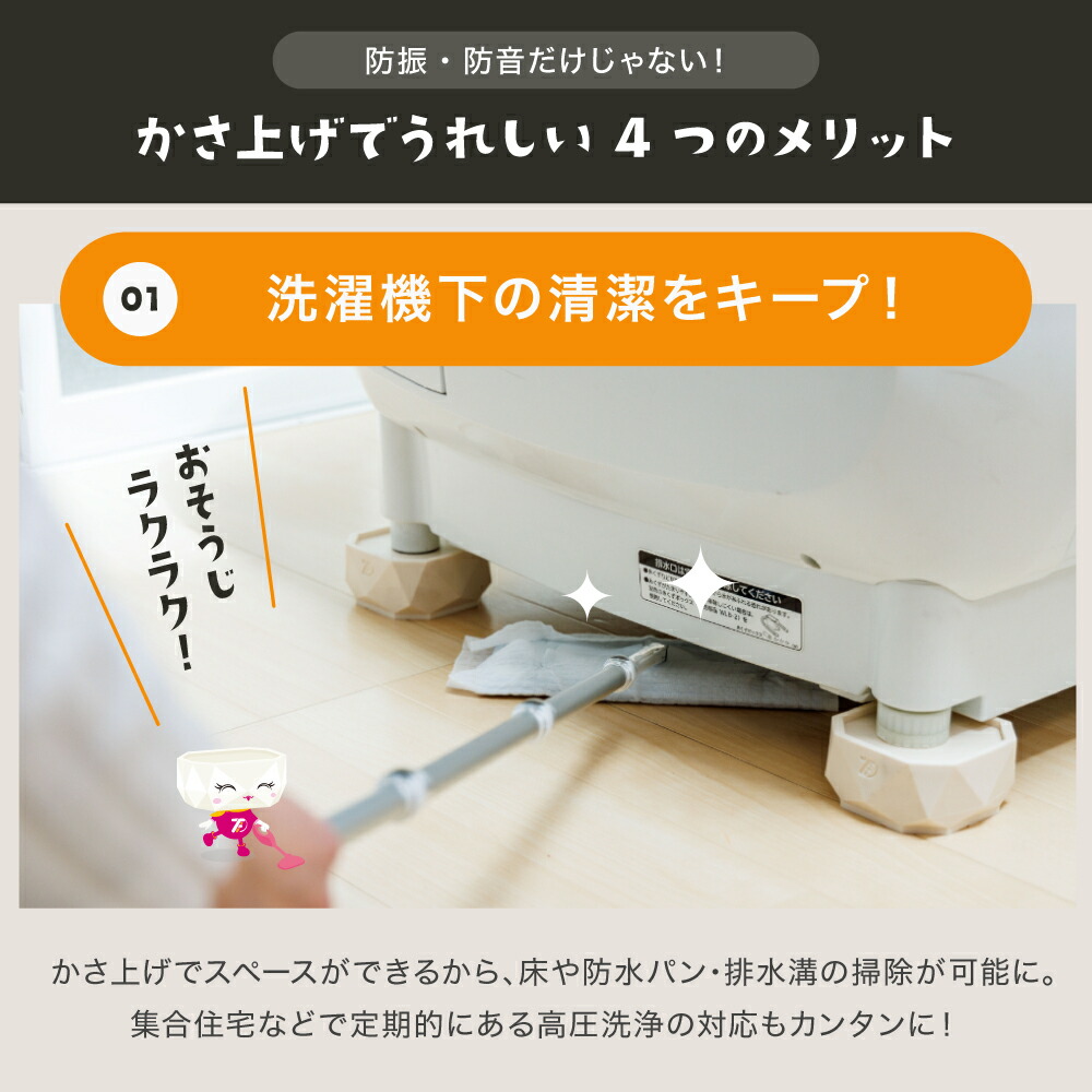 洗濯機かさ上げ台 防振・防音 ゴムマット 洗濯機 かさ上げ かさあげ 台