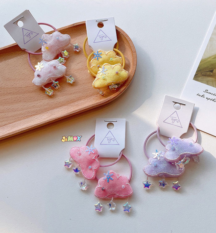 市場 メール便送料無料 ヘアアクセサリー ボリューム ヘアゴム ゴム ２点入り 雨 子供ヘアゴム 雲 揺れる 可愛い