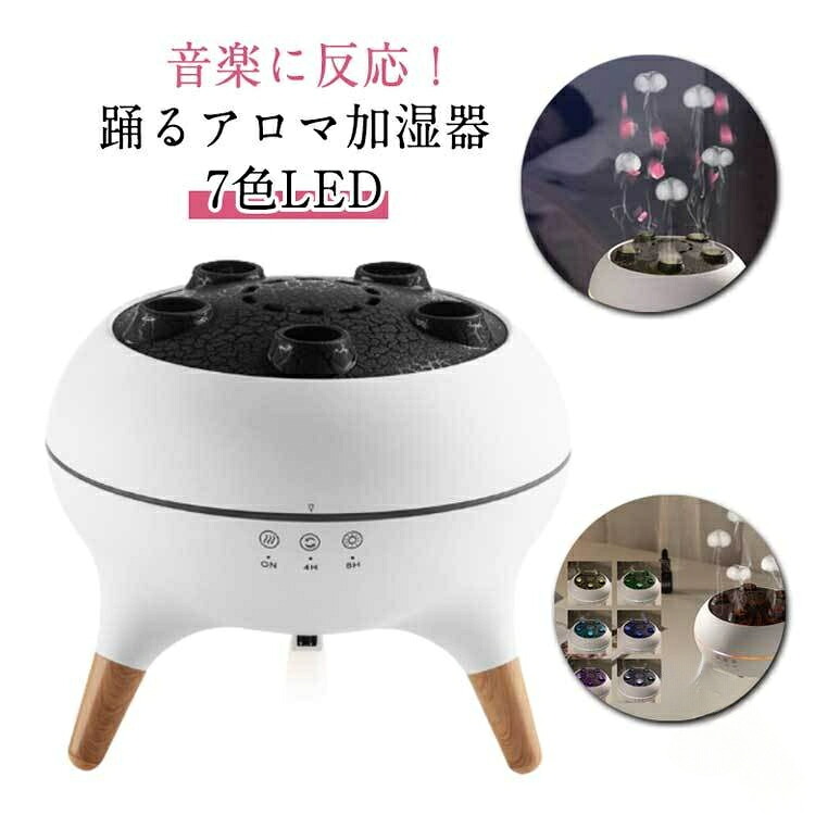 加湿器 寝室対応 大容量タンク 7色LED搭載 火山デザイン クラゲモード リモコン付き 音声操作 アロマディフューザー 音楽連動 空気清浄効果抜群 オフィス用おしゃれ静音加湿器 SNS話題 4,250円