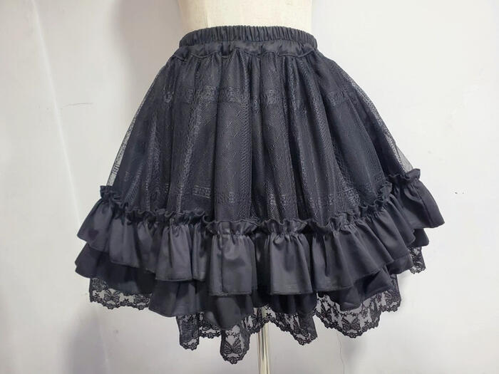 スカート レディース パニエ ロリータ ロリィタ 刺繍 レース フリル ブラック ホワイト かわいい ゴスロリ インナースカート コットン コスチューム 可愛い ペチコート ゴシック系 衣装