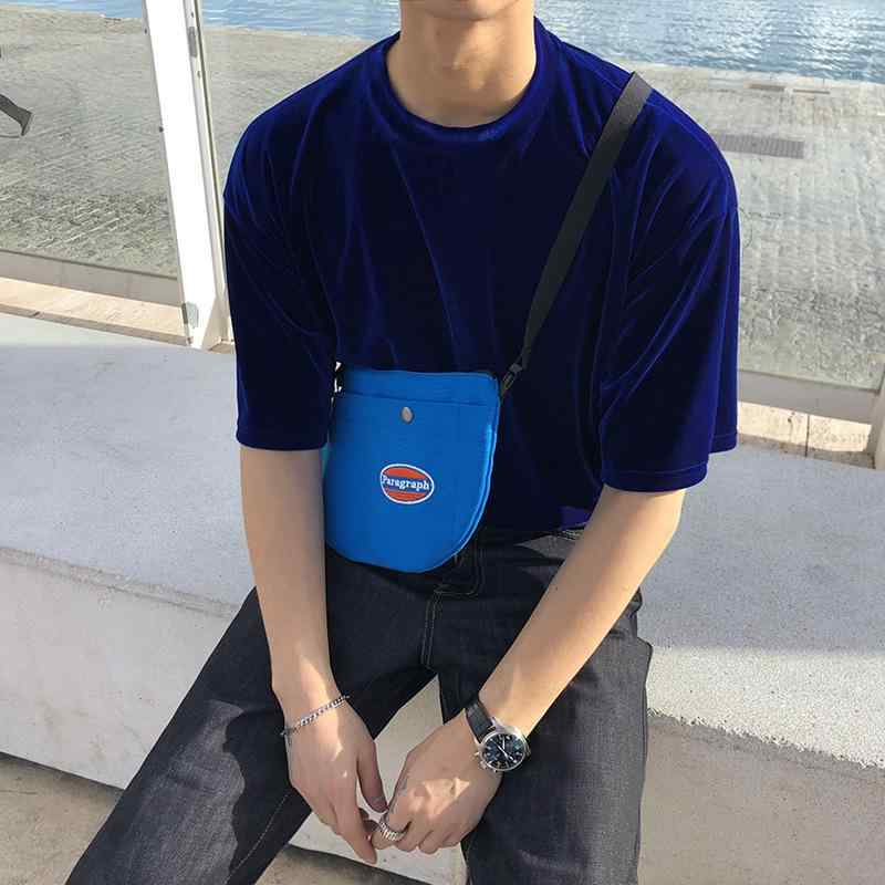 Tシャツ メンズ 男性用 ベロア ベルベット 半袖 ショートスリーブ トップス ゆったり ルーズフィット 韓国 韓流 トレンド おしゃれ 春夏 カジュアル 無地 白 ブルー グレー 黒