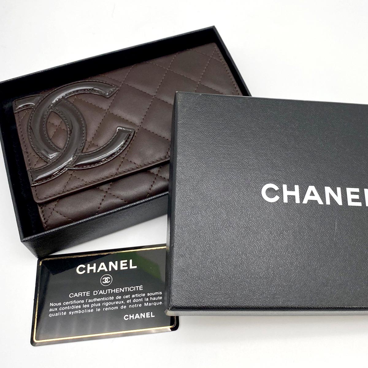 CHANEL シャネル カンボン 2つ折り財布 ブラウン 茶色 レディース 管理番号：8875 楽天市場】CHANEL シャネル カンボン 2つ折り財布 ブラウン 茶色