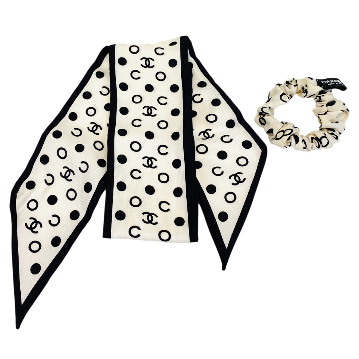 CHANEL2021.2022AW新作シュシュ・スカーフ・ホワイト CHANEL(シャネル) / シュシュスカーフセット/服飾雑貨/シルク