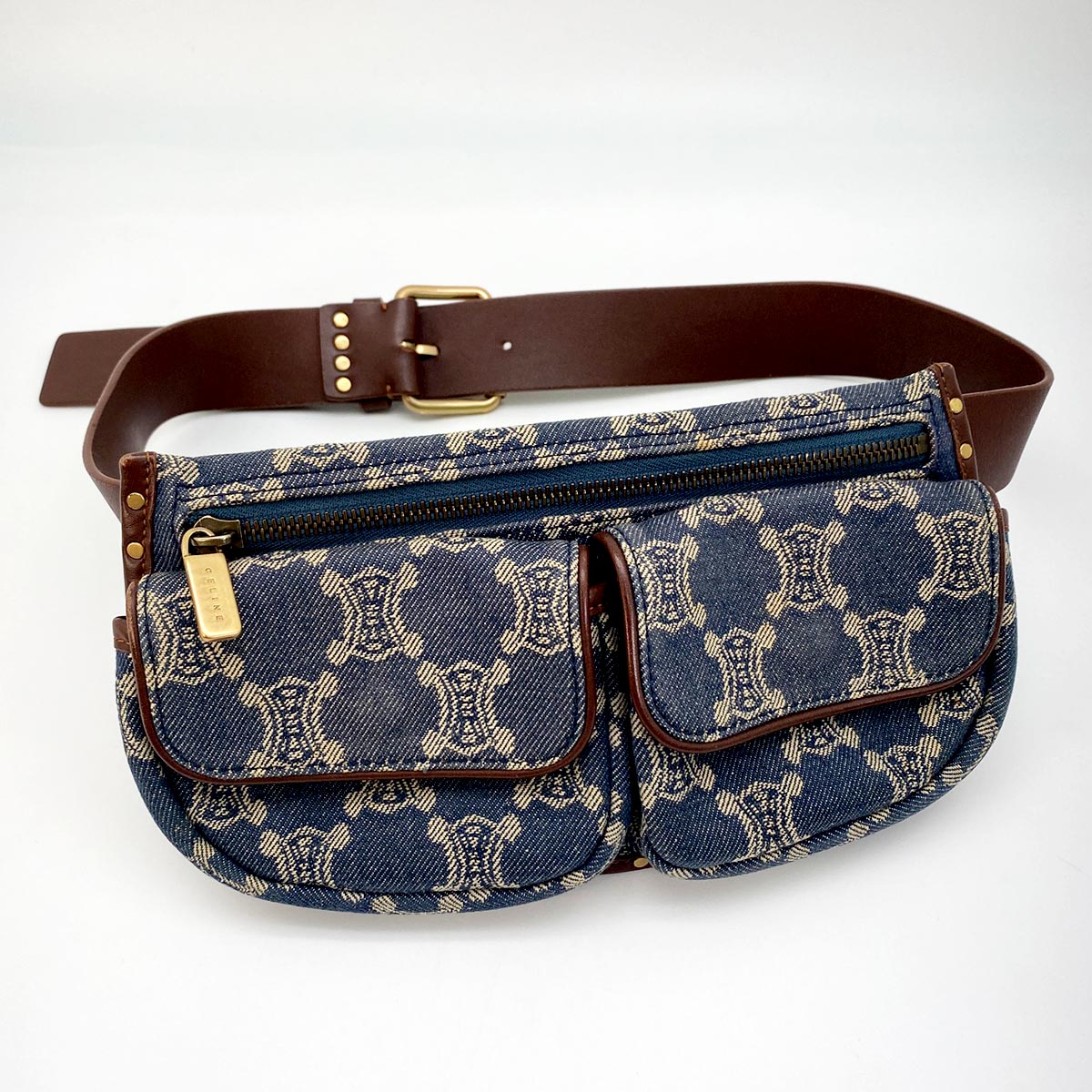 セリーヌ　デニム　ウエストポーチ CELINE セリーヌ マカダム・デニムウエストポーチバッグ/ブルー