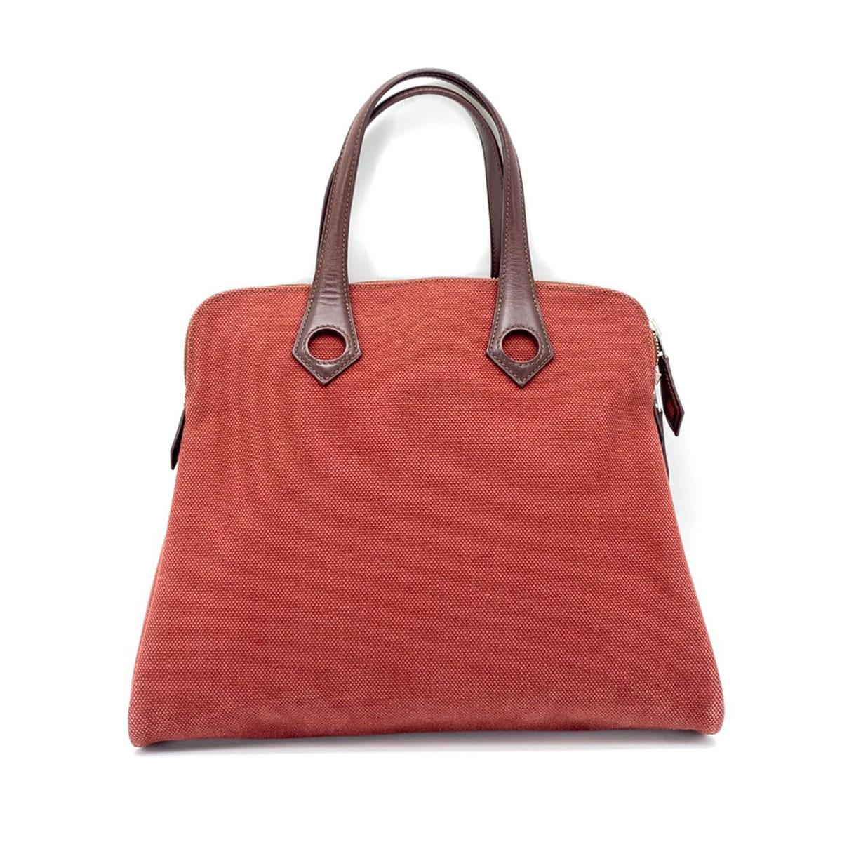HERMES エルメス サックイブーPM ハンドバッグ トワルアッシュ レザー 茶 ブラウン 管理番号：9325
