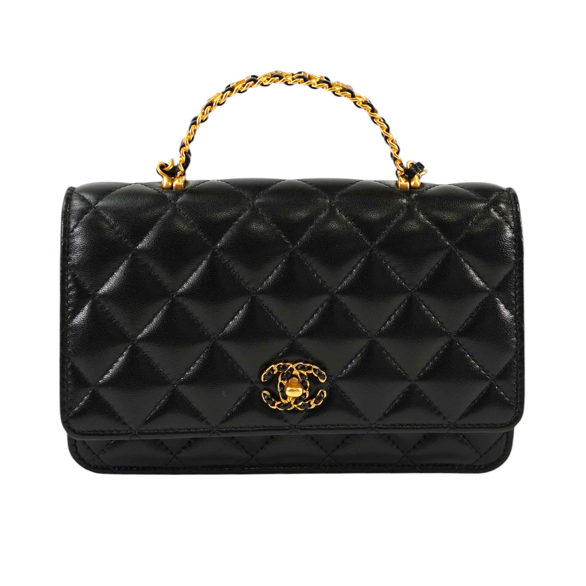 CHANEL シャネル19 マトラッセ トップハンドル チェーンウォレット AP3664 ブラック 管理番号：10411｜東京銀座PICALS vintage shop