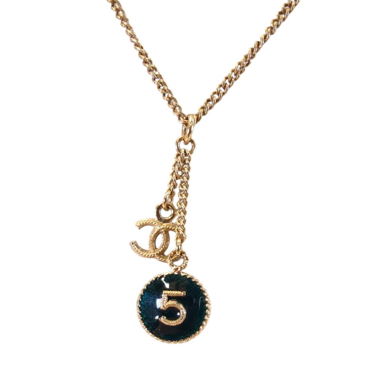 CHANEL シャネル ココマーク ロゴ No.5 ネックレス ペンダント ゴールド ブラック 管理番号：10460