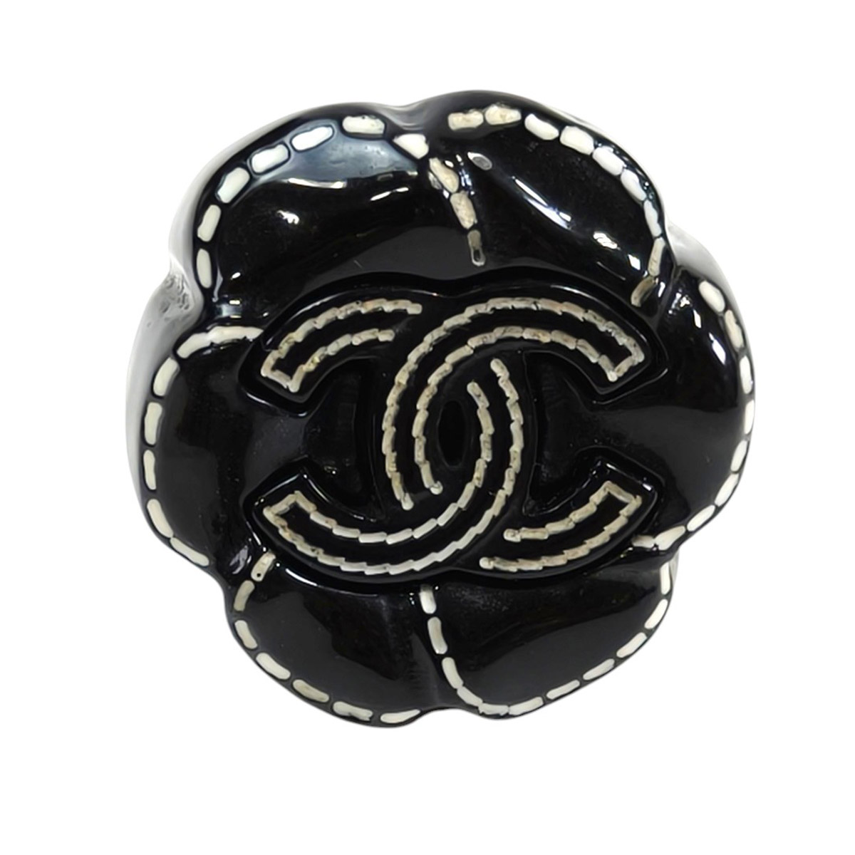 CHANEL シャネル カメリア 花柄 リング 指輪 黒 サイズ13号 管理番号：10593