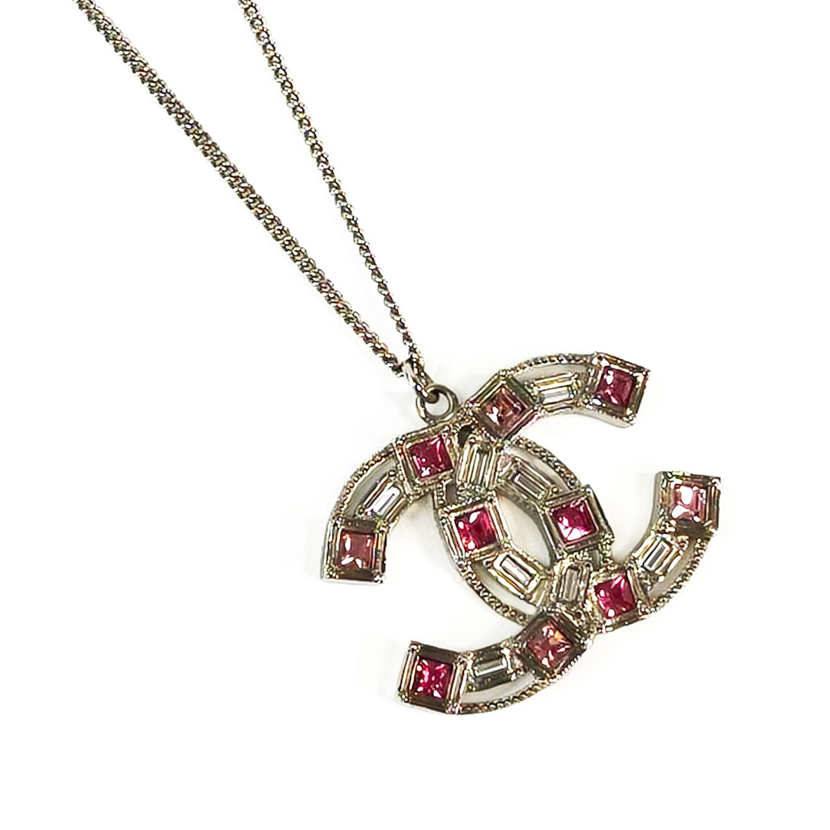 CHANEL シャネル ココマーク ラインストーン ネックレス シルバー&times;ピンク 管理番号：11261｜東京銀座PICALS vintage shop
