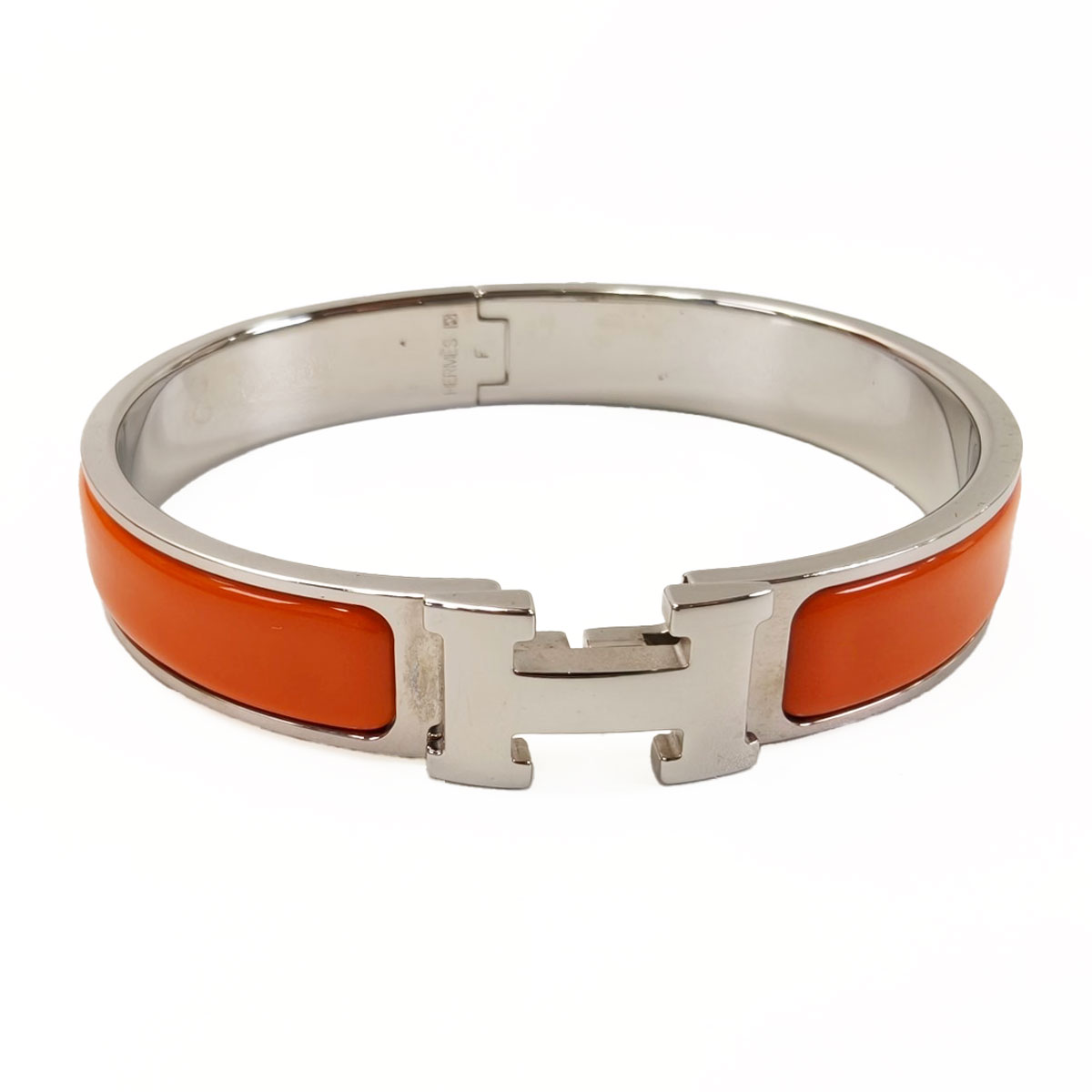 HERMES エルメス クリックH MM ブレスレット シルバー×オレンジ 管理番号：11172