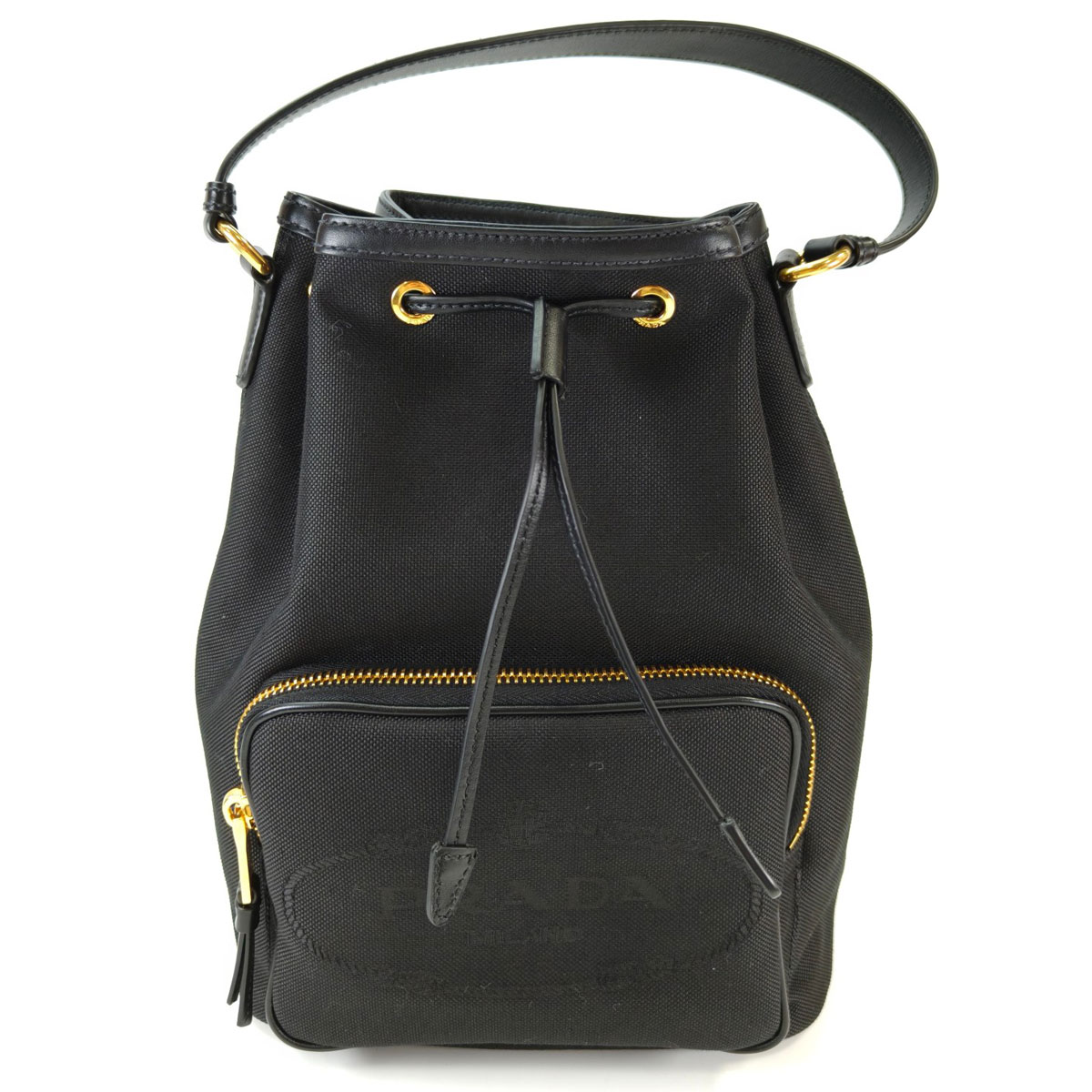 PRADA プラダ 2WAY ショルダーバッグ ハンドバッグ 巾着 ブラック 管理番号：10997