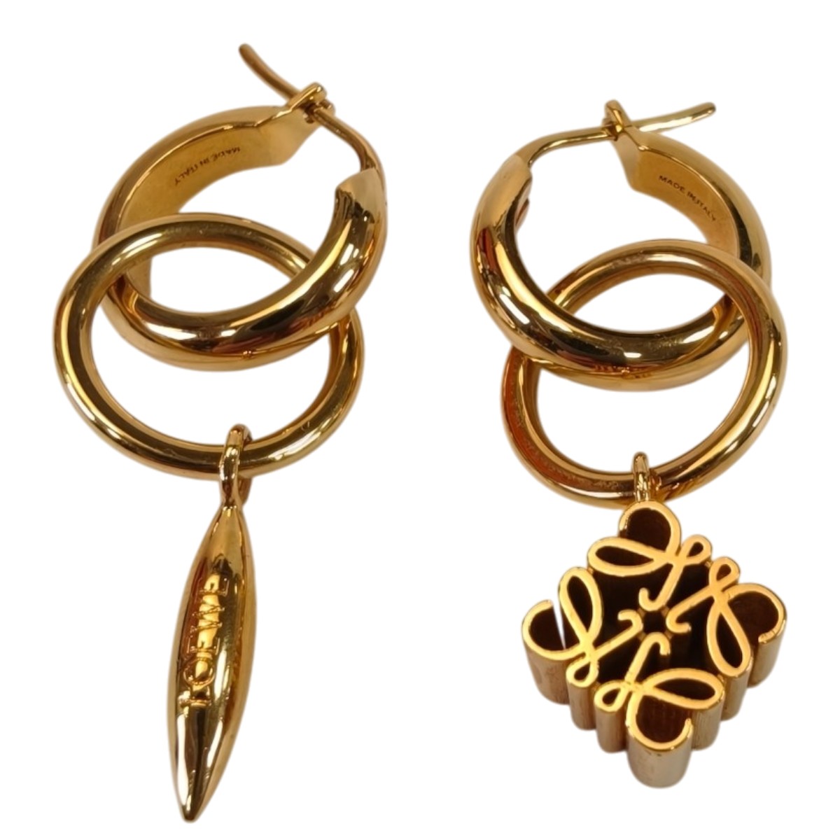 両耳用 ロエベ アナグラム　アシンメトリーフープピアス 楽天市場】ロエベ LOEWE アナグラム アシンメトリー ピアス 真鍮