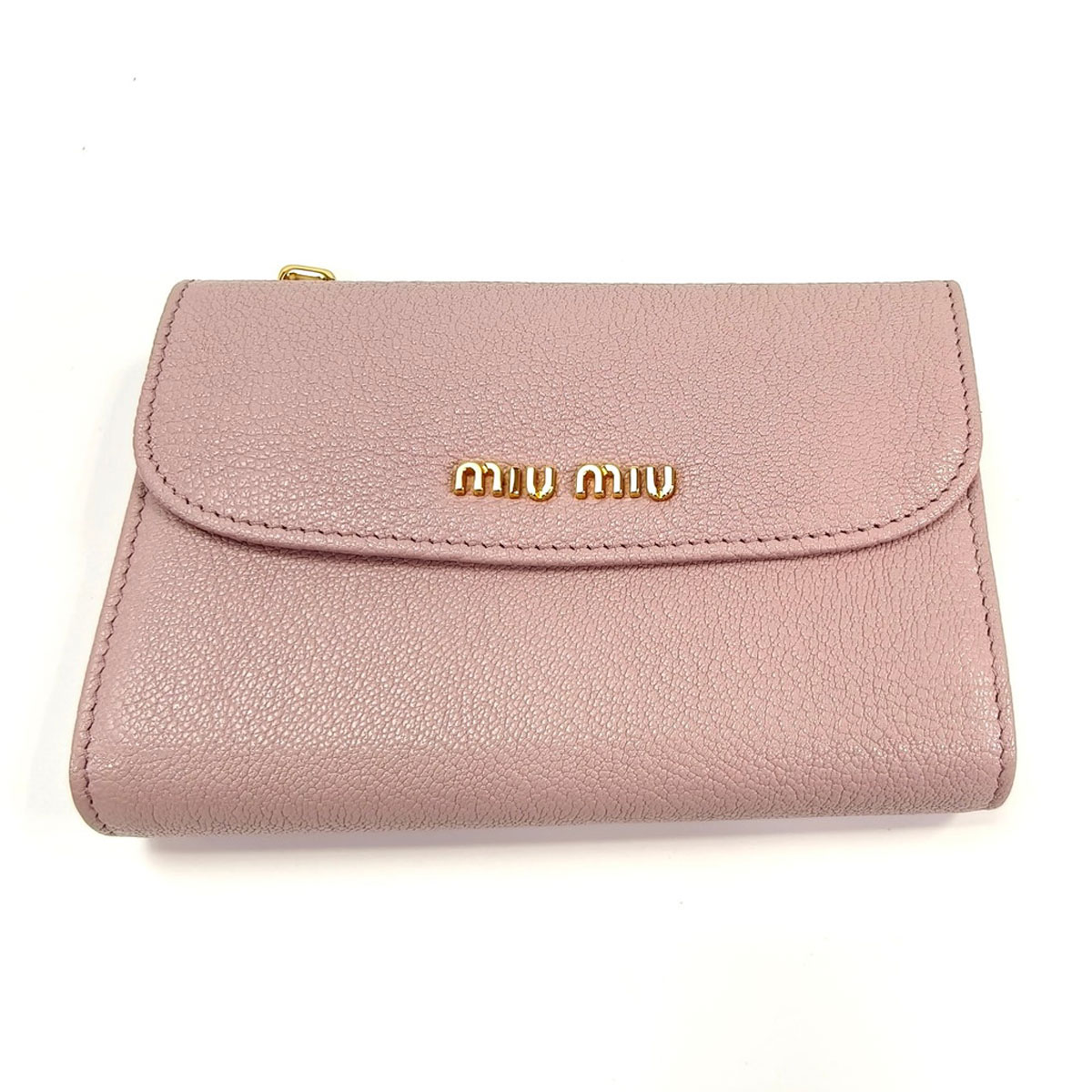 Miumiu 財布 三つ折り財布 マドラスパール ピンク MIU MIU - MIU MIU 財布 三つ折り マドラスパール ミニ財布の