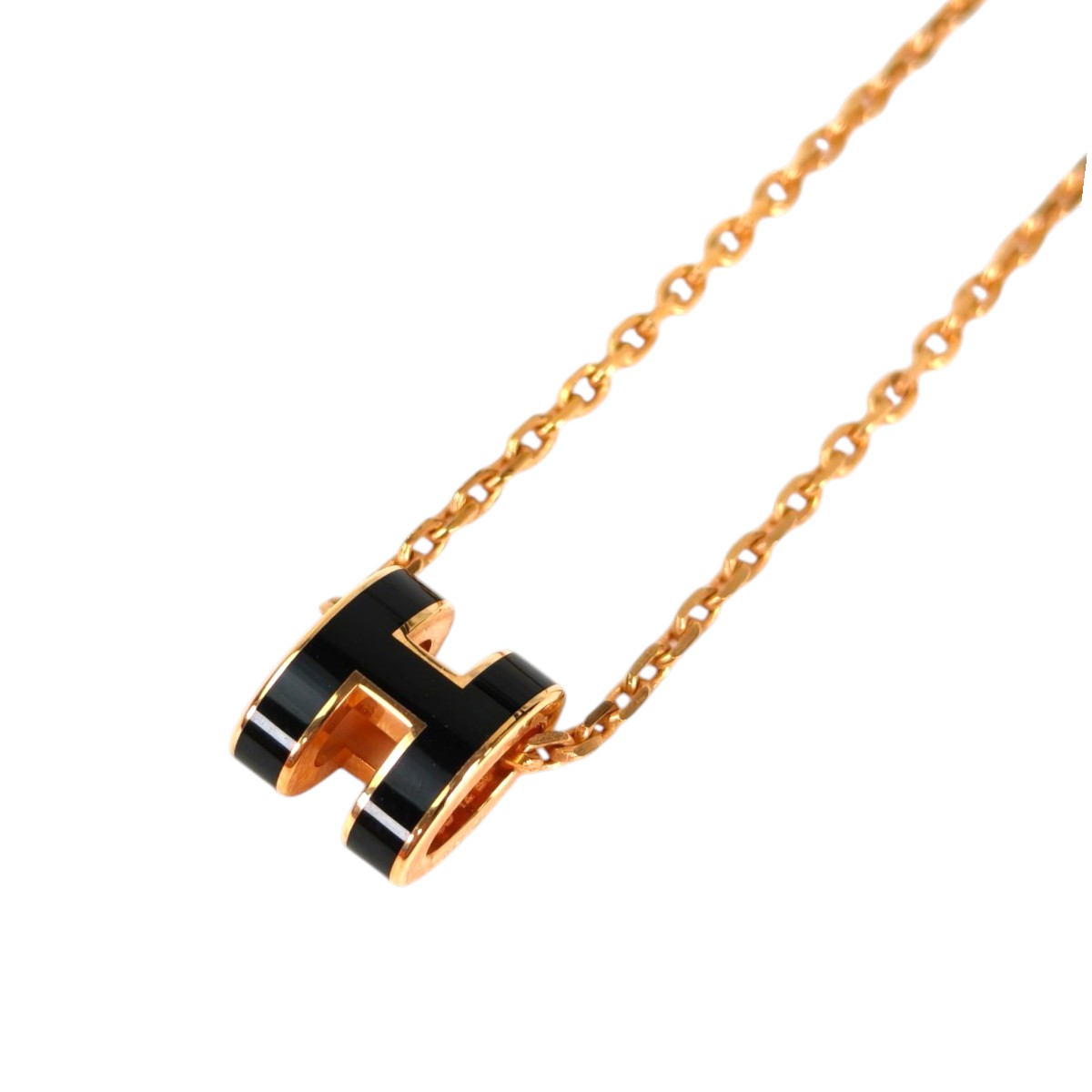 HERMES エルメス ミニポップH ペンダント ネックレス ブラック&times;ゴールド 管理番号：11525｜東京銀座PICALS vintage shop