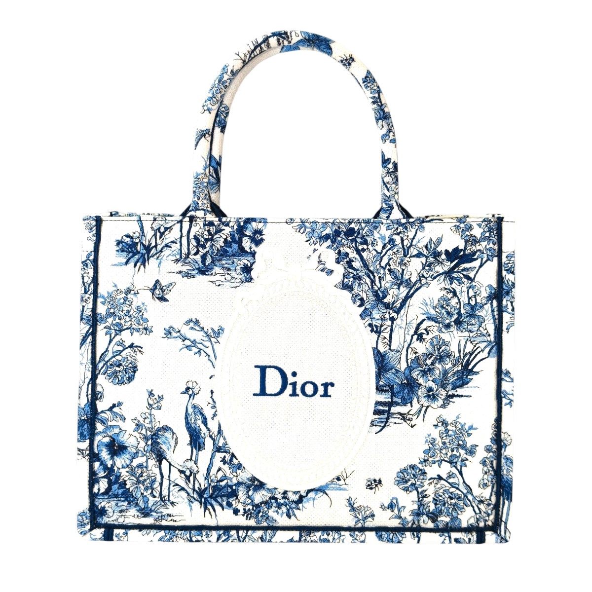 Dior クリスチャンディオール ブックトートミディアム トワル ドゥ ジュイ フローラル 庭園 刺しゅう 同盟罷工一回り付き添い人 トートバッグ 青碧 管理すること電話番号：11398
