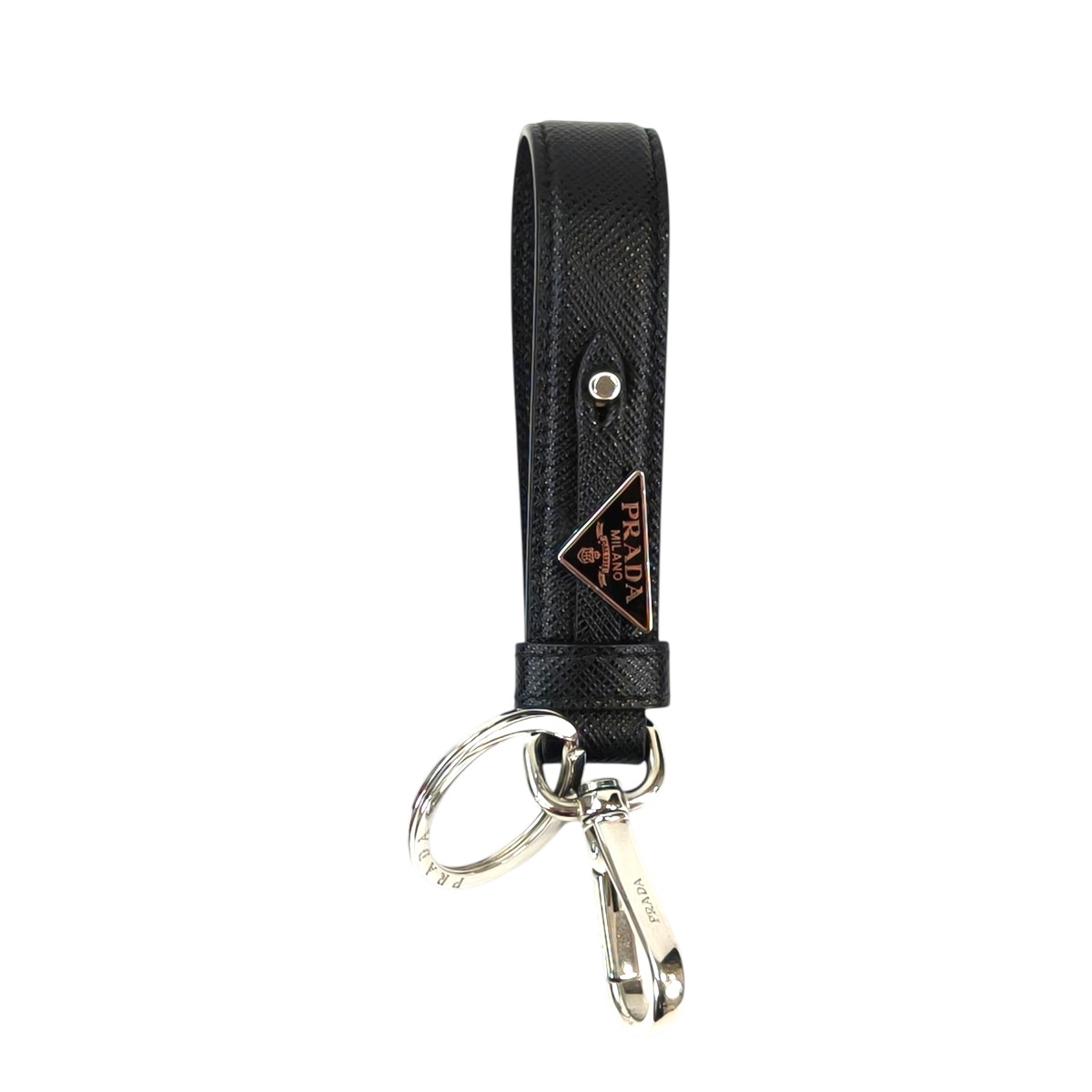 PRADA プラダ ３角形ロゴタイプ サフィアーノレザー 足懸かり輪っか 黒いこと 保護すること電話番号：11404