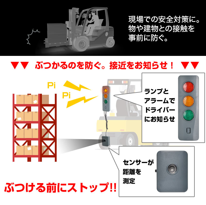 楽天市場 リーチセンサー フォークリフト 車 ガレージ アラーム 警告 バックセンサー 接近センサー 倉庫 公式 リーチフォークリフトセーフティアラーム 21gaparksb サンコーレアモノショップ