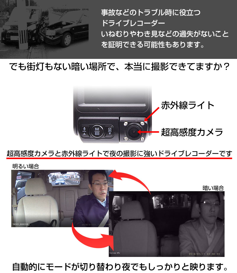 楽天市場 ドラレコ 前後24v対応 車内カメラ 2カメラ フルhd 高画質 赤外線ライト 公式 超高感度車内カメラ搭載前後撮影ドライブレコーダー Sdlsnvdr 送料無料 サンコーレアモノショップ