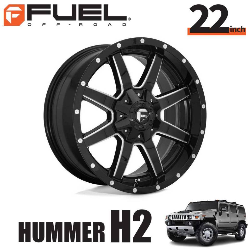 FUEL OFFROAD フューエルオフロード 22インチアルミホイール 1本 D610 MAVERICK マーベリック グロスブラックミルド 22×12J 8H 165.1 -44 CB125.1 HUMMER ハマー H2 オーバーフェンダー用 PARTS ＃ D61022208247