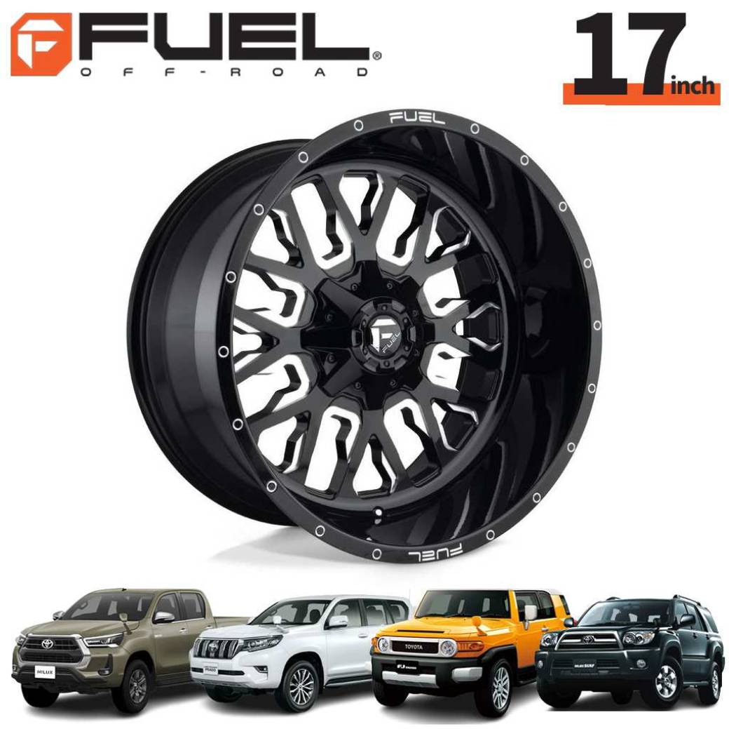 FUEL OFFROAD フューエルオフロード 17インチアルミホイール 1本 D645 STROKE ストローク グロスブラック / ブルーティント 17×9J 6H 135 / 139.7 -12 CB106.1 ハイラックス GUN125/150プラド/215サーフ/FJクルーザー オーバーフェンダー用 / D64517909845