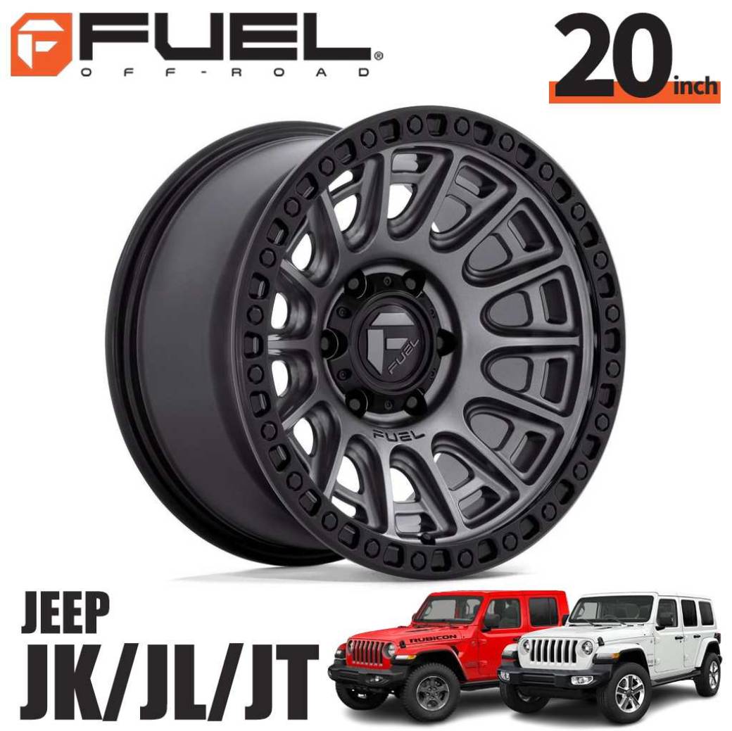 FUEL OFFROAD フューエルオフロード20インチアルミホイール 1本D835 CYCLE サイクル マットガンメタルW / ブラックリング20×9J 5H 127 +1 CB71.5ジープ JK / JL ラングラー・JTグラディエーターオーバーフェンダー用 / D83520907550|サンクスフォー