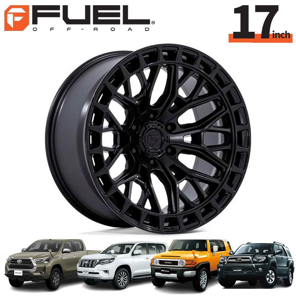 FUEL OFFROAD 17インチアルミホイール 1本 FC869 SIGMA シグマ ブラックアウトW / グロスブラックリップ 17×9J 6H 139.7 -12 CB106.1 ハイラックス GUN125/150プラド/215サーフ/FJクルーザー/タコマ オーバーフェンダー用 / FC869MB17906812N