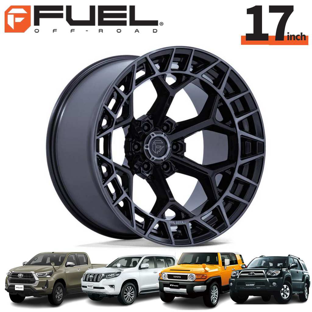 FUEL OFFROAD 17インチアルミホイール 1本 FC873 CHARGER チャージャー グロスブラック / ブラッシュドダークティント 17×9J 6H 139.7 +1 CB106.1 ハイラックス GUN125/150プラド/215サーフ/FJクルーザー/タコマ オーバーフェンダー用 / FC873BT17906801