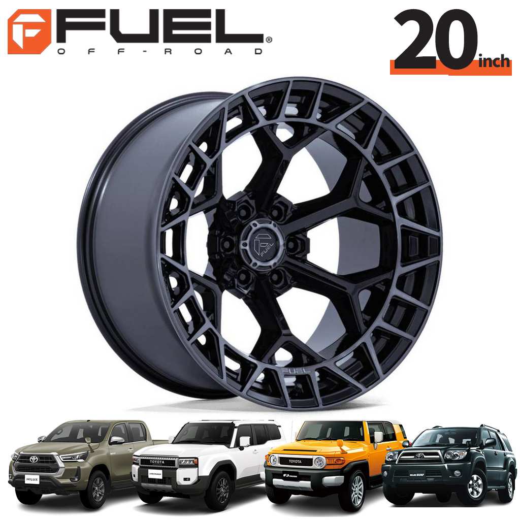 FUEL OFFROAD20インチアルミホイール 1本FC873 CHARGER チャージャー グロスブラック / ブラッシュドダークティント20×9J 6H 139.7 +1 CB106.1ハイラックス GUN125/150プラド/215サーフ/FJクルーザー/タコマオーバーフェンダー用 / FC873BT20906801|サンクスフォー