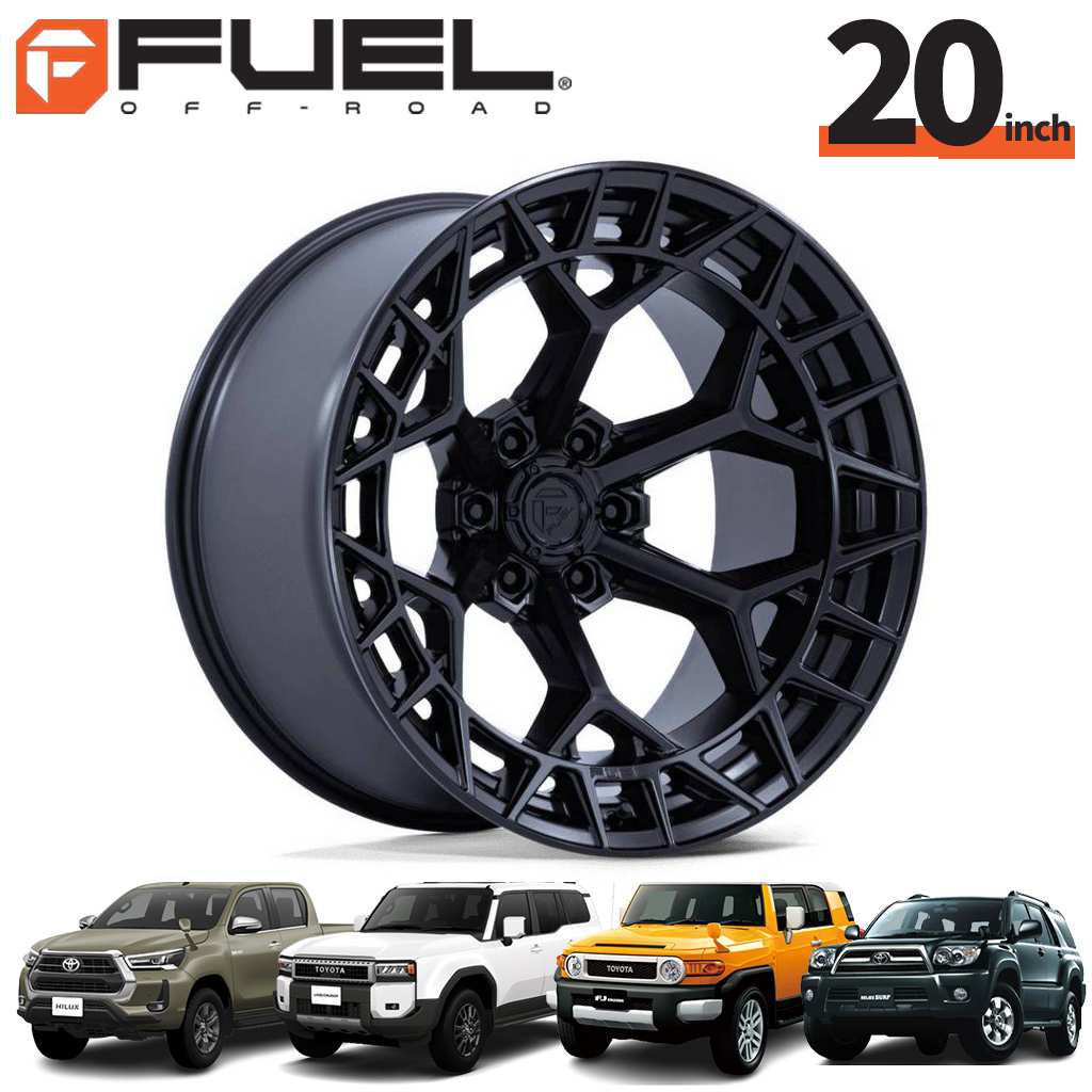 FUEL OFFROAD 20インチアルミホイール 1本 FC873 CHARGER チャージャー ブラックアウト 20×10J 6H 139.7 -18 CB106.1 ハイラックス GUN125/150プラド/215サーフ/FJクルーザー/タコマ オーバーフェンダー用 / FC873MX20106818N
