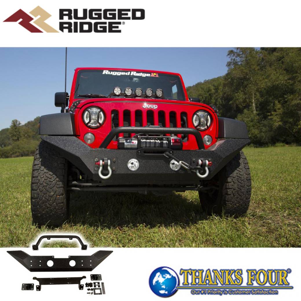 Rugged Ridge ラギッドリッジSpartan フロントウインチバンパー / フロントバンパーウインチプレート付きJEEP JKラングラー 2007年~2018年個人宅配送不可|サンクスフォー