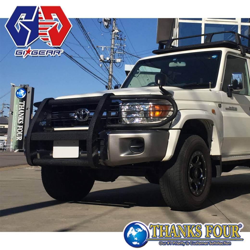 GI★GEAR ジーアイ・ギア フロントグリルガード / バンパーガード ライトマウント付き 組立式 トヨタ ランドクルーザー ランクル76 LC76 復刻版 2014年～