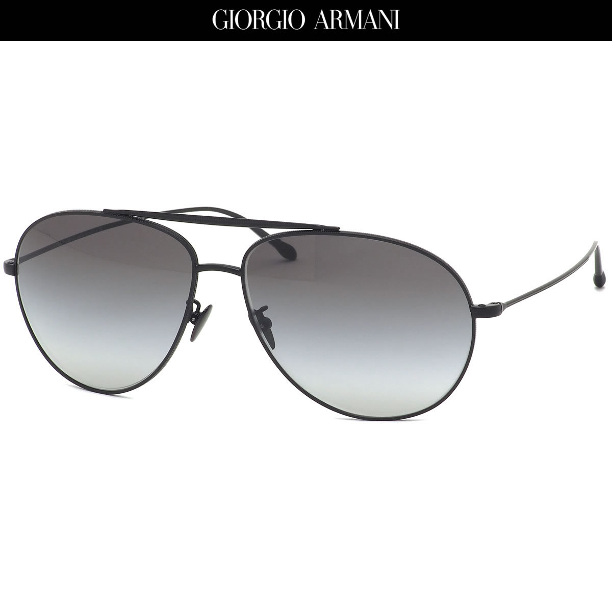 公式 Giorgio Armani ジョルジオアルマーニ サングラス Ar6093 e 61サイズ パイロット ティアドロップ ツーブリッジ ダブルブリッジ 軽い 華奢 ブラック グラデーションレンズ かっこいい ジョルジオアルマーニgiorgioarmani メンズ レディース メガネ