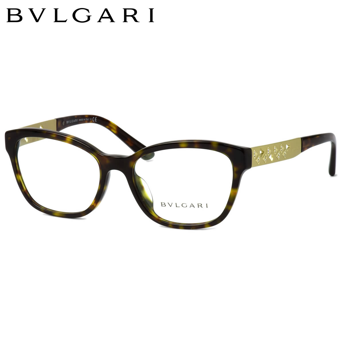 BVLGARI ブルガリ 正規品 眼鏡フレーム BV4143B-504 ブラウンデミ ゴールド 茶系 新品 ハバナ フルリム ウェリントン メガネ BVLGARIブルガリ メガネ BV4174-F col.504 度付又は度無