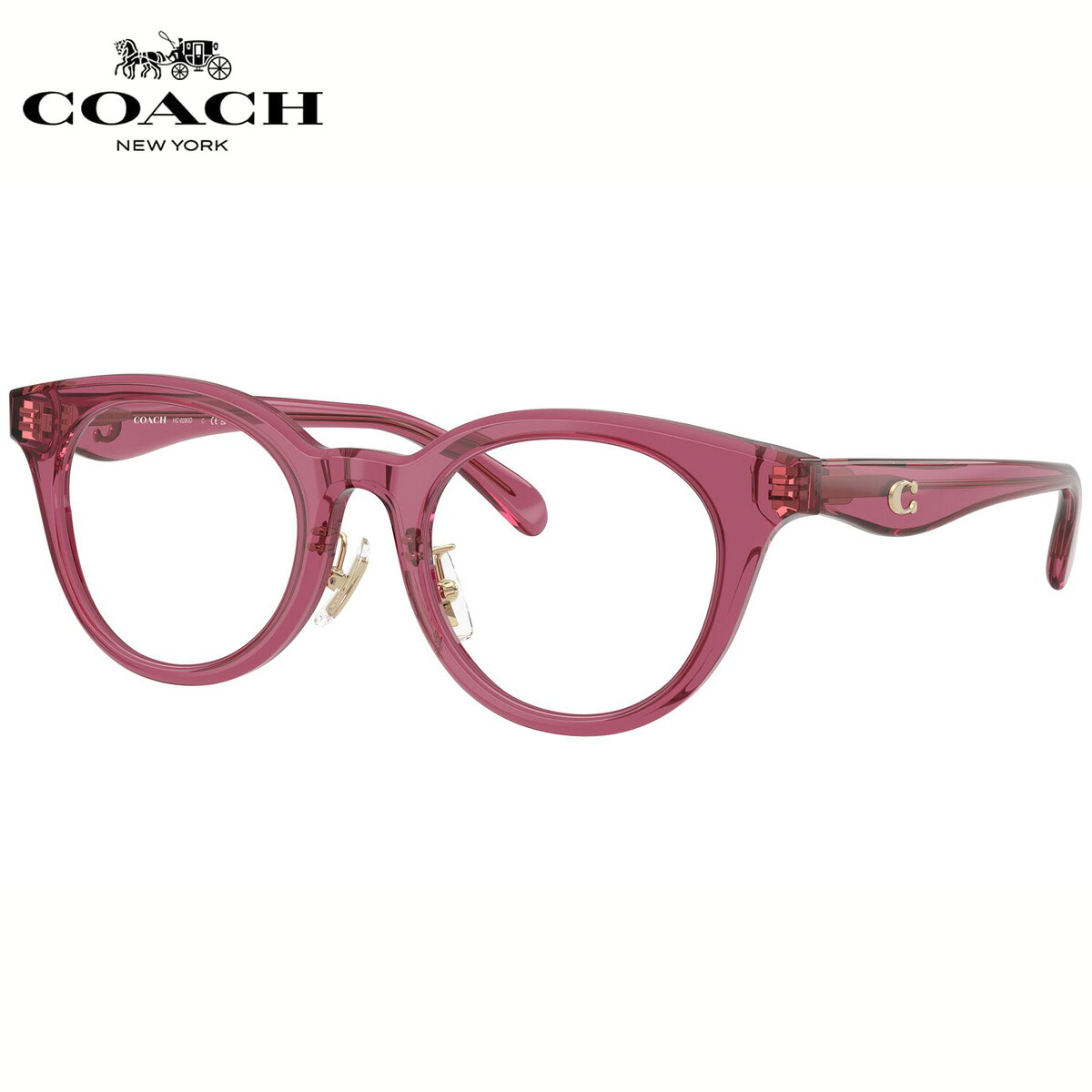 コーチ HC6280D 5824 48 メガネ COACH トランスパレント クリア レッド ピンク系 C ロゴ メンズ レディース