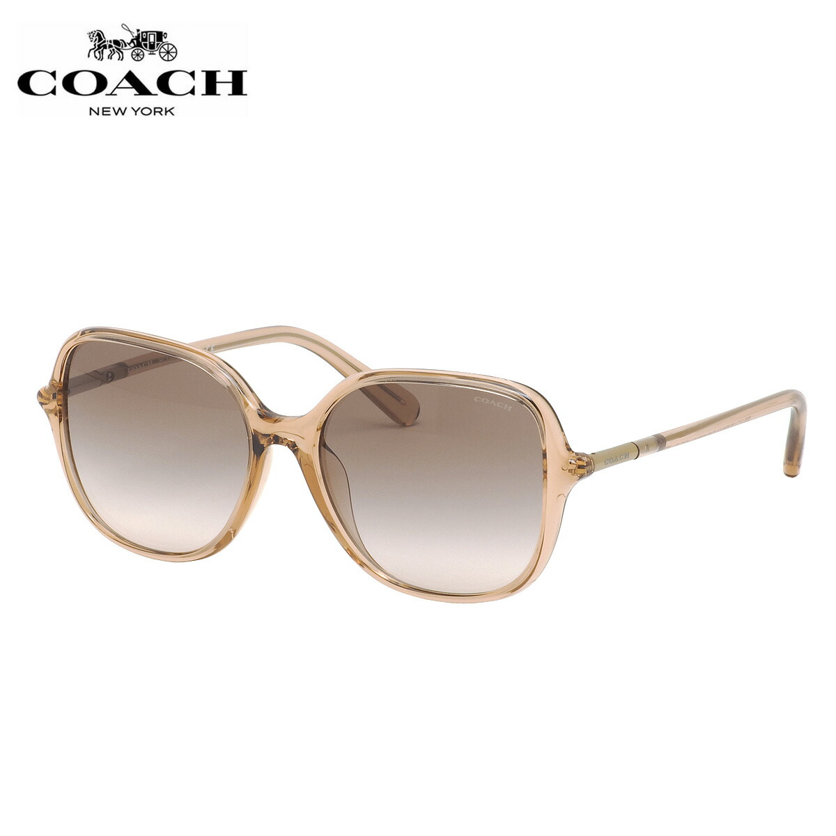 コーチ Hc44u 55 サングラス Coach トランスパレント シャンパーニュ クリアベージュ 大きめ バタフライ風 メンズ レディース 値下げ