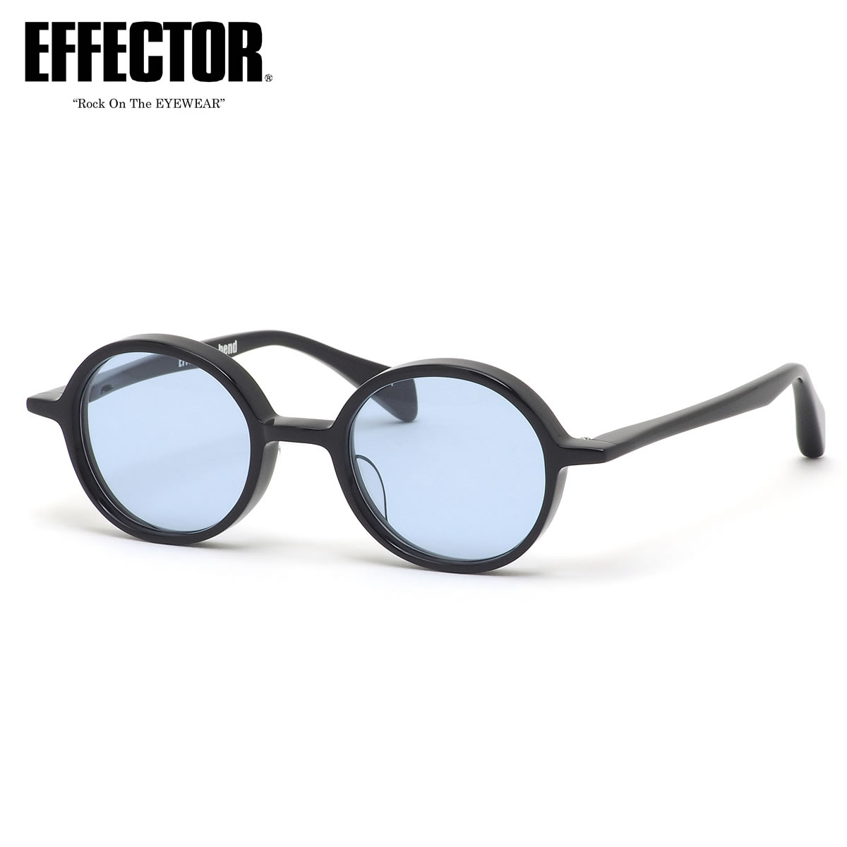 エフェクター メガネ bend BKBL 45サイズ サングラス仕様 カラーレンズ 薄い色 EFFECTOR ベンド ラウンド 丸メガネ 人気 おしゃれ 太フレーム 太い 黒縁 日本製 鯖江 メンズ レディース｜メガネ・サングラスのThat&rsquo;s