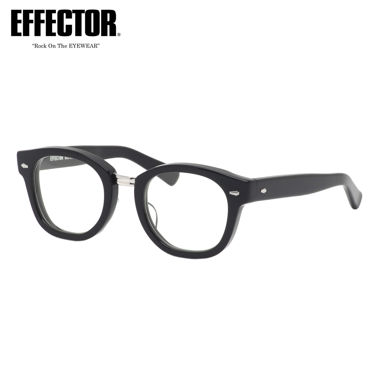 エフェクター メガネ REFRAIN BKS 49 UVカット 伊達メガネレンズ付 EFFECTOR リフレイン 人気 おしゃれ 太フレーム 太い 黒縁 日本製 鯖江 メンズ レディース