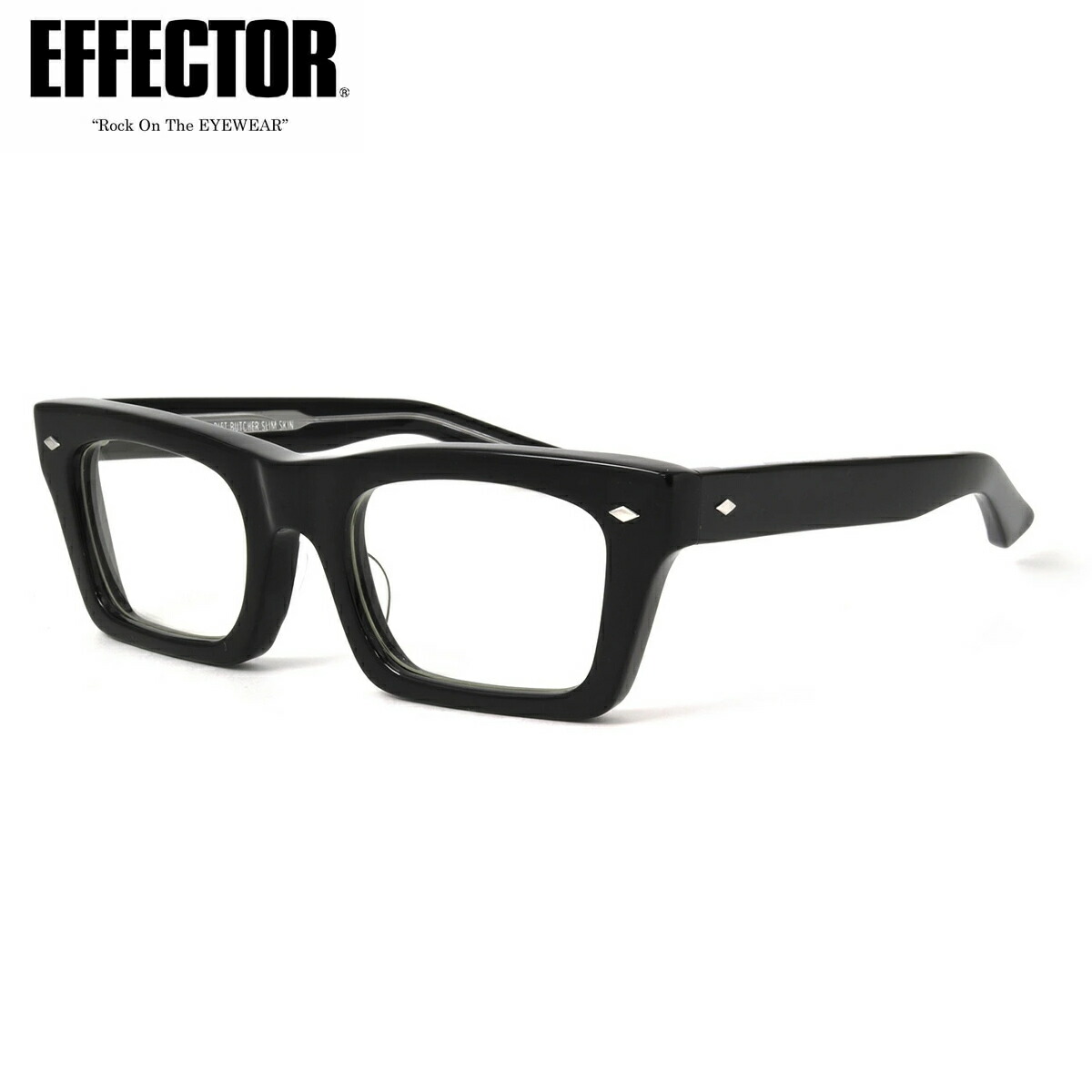 エフェクター メガネ DIRT BK 53 UVカット 伊達メガネレンズ付 EFFECTOR × DIET BUTCHER SLIM SKIN ダイエットブッチャースリムスキン ダート 人気 おしゃれ 太フレーム 太い 黒縁 日本製 鯖江 メンズ レディース|メガネ・サングラスのThat’s