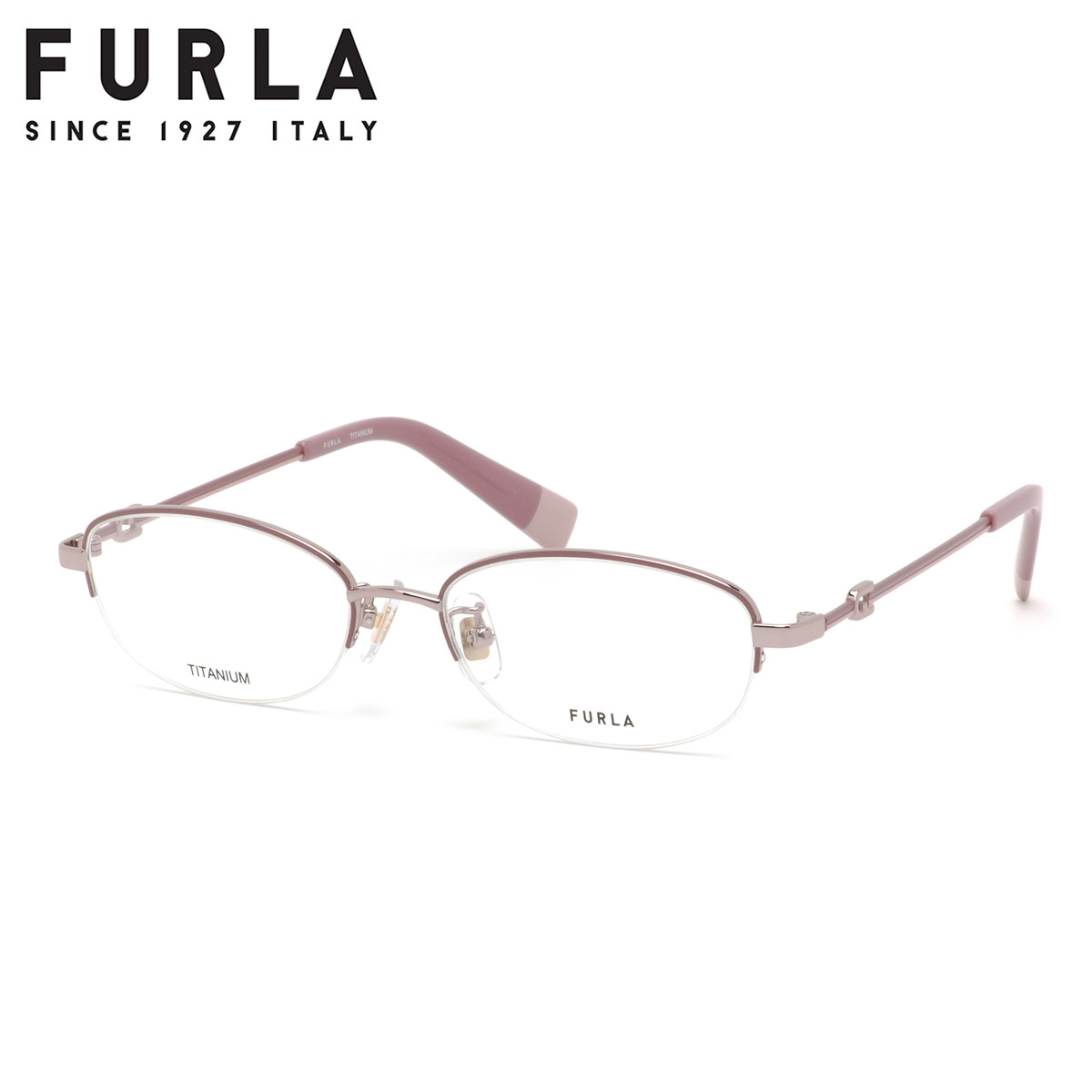 フルラ VFU796J 04GA 52 メガネ FURLA バレルシェイプ バレル ハーフリム ナイロール レディース
