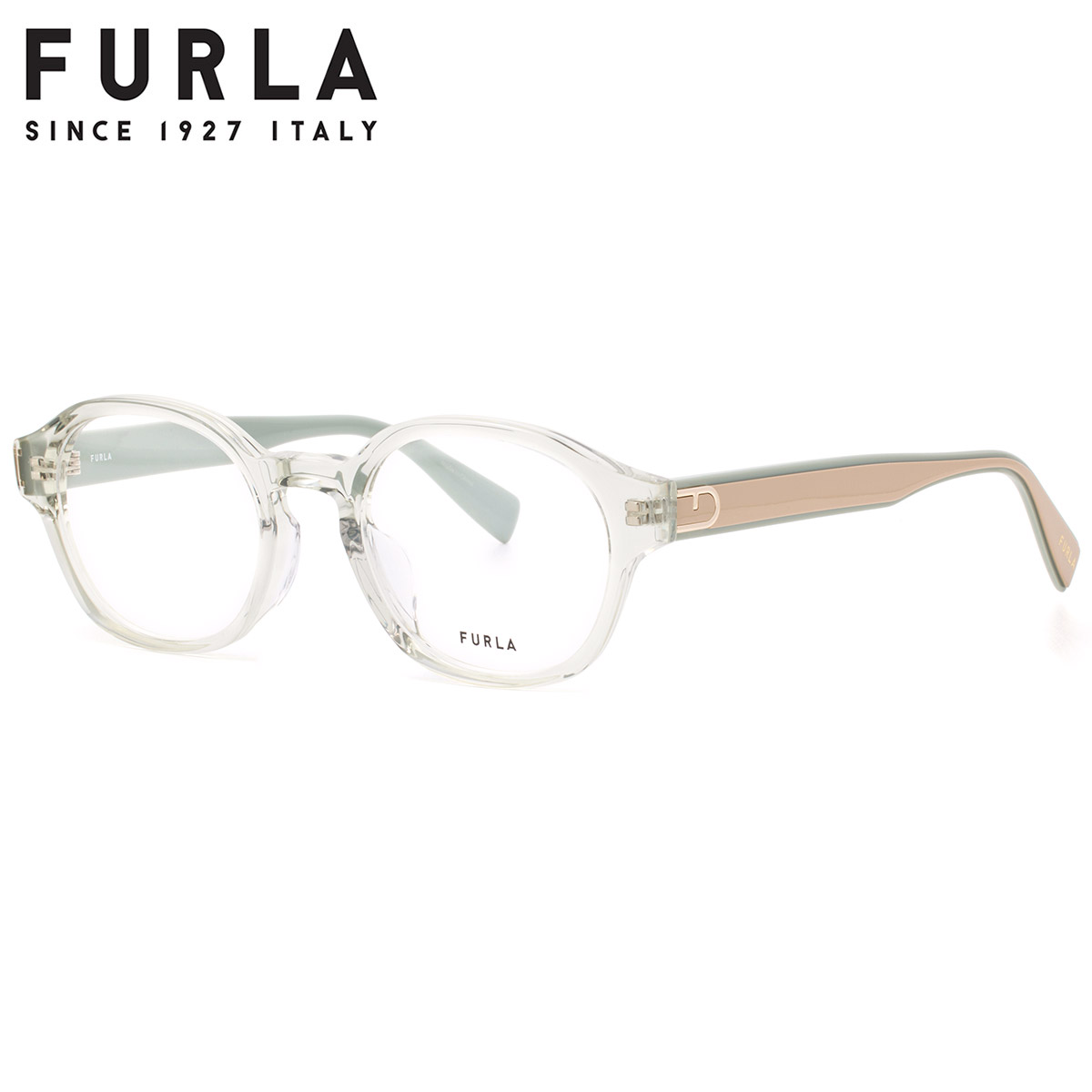 フルラ VFUA88J 0804 48 メガネ FURLA クリア トランスペアレント アーチロゴ グリーン系 ローブリッジフィット アジアンフィット Oggi 朝比奈彩さん着用モデル レディース