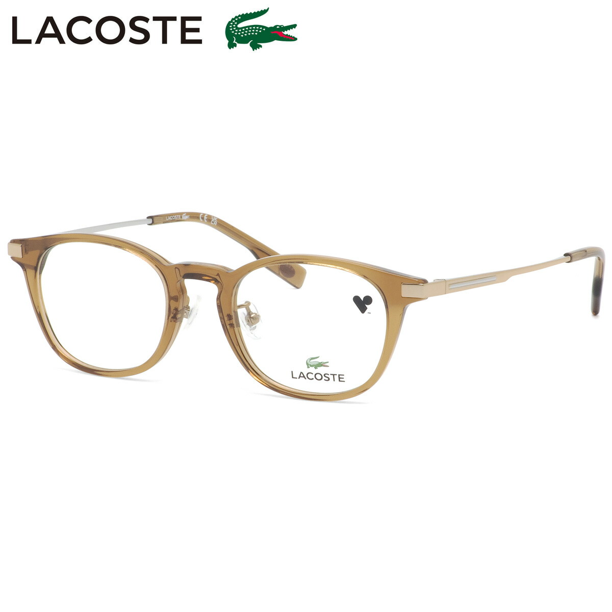 ラコステ L2957LB 210 48 メガネ LACOSTE ボスリントン クリアブラウン βチタン ローブリッジフィット メンズ レディース