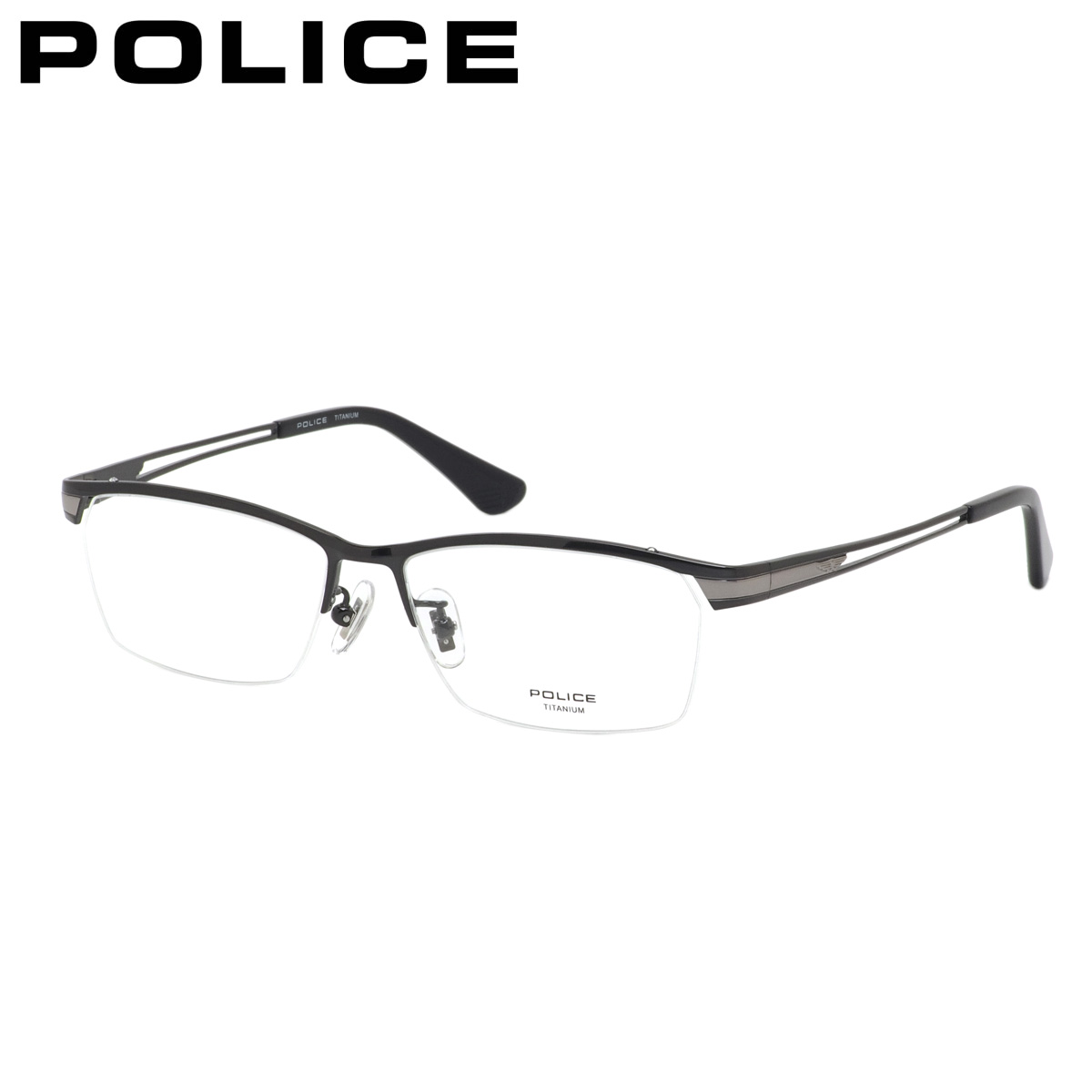 ポリス メガネフレーム 国内正規販売店 VPLM45J BK11 55 POLICE グレー ハーフリム 軽い ブロウ伊達メガネ 度付き イタリア ブランド 人気 おしゃれ メンズ レディース 10,074円