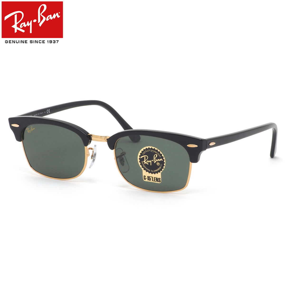 Ray-Ban スクエアサングラス ブラック/ゴールド Ray-Ban スクエア サングラス ブラック ゴールド カラーレンズ